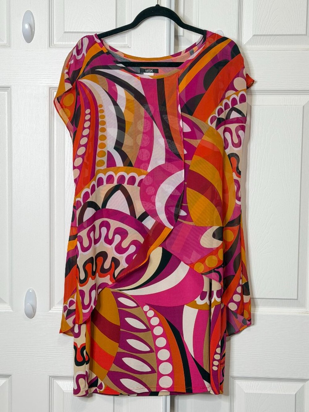 Groovy Retro Style Patterned MSK Dress- Women's L